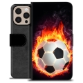 iPhone 16 Pro Max Premium Portemonnee Hoesje - Voetbal Vlam