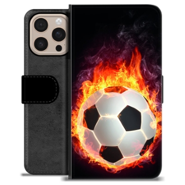 iPhone 16 Pro Max Premium Portemonnee Hoesje - Voetbal Vlam