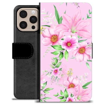 iPhone 16 Pro Max Premium Portemonnee Hoesje - Aquarel Bloemen