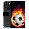 iPhone 16 Pro Premium Portemonnee Hoesje - Voetbal Vlam