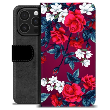 iPhone 16 Pro Premium Portemonnee Hoesje - Vintage Bloemen