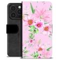 iPhone 16 Pro Premium Portemonnee Hoesje - Aquarel Bloemen