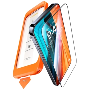iPhone 16 Pro Torras GlassGo Glazen screenprotector met automatische stofverwijderaar - Helder