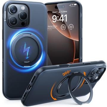 iPhone 16 Pro Torras O Fitness-hoesje met 360 standaard - MagSafe compatibel - Zwart