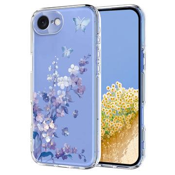 iPhone 16e TPU-hoesje met bloemenpatroon - Paars