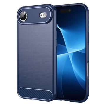 iPhone Air Geborsteld TPU Hoesje - Koolstofvezel - Blauw