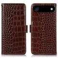 iPhone Air Crocodile Series Wallet Leren Hoesje met RFID - Bruin