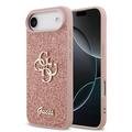 iPhone Air Guess Fixed Glitter 4G Metal Logo Cover - Roze