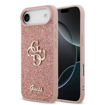 iPhone Air Guess Fixed Glitter 4G Metal Logo Cover - Roze