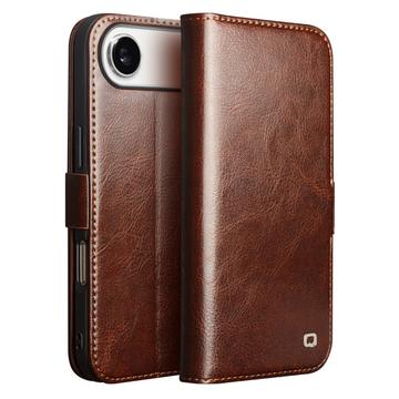 iPhone Air Qialino Classic Wallet Leren Hoesje - Donkerbruin
