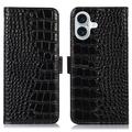 iPhone 17 Crocodile Series Wallet Leren Hoesje met RFID