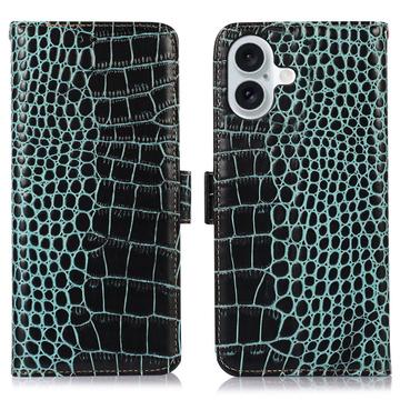 iPhone 17 Crocodile Series Wallet Leren Hoesje met RFID - Groen