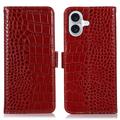 iPhone 17 Crocodile Series Wallet Leren Hoesje met RFID - Rood