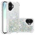 iPhone 17 Glitter Quicksand TPU Hoesje - Zilveren Harten