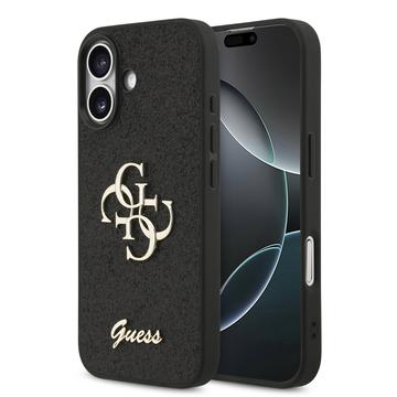 iPhone 17 Guess Fixed Glitter 4G Metal Logo Cover - Zwart