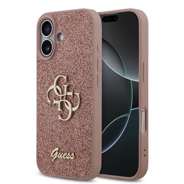 iPhone 17 Guess Fixed Glitter 4G Metal Logo Cover - Roze