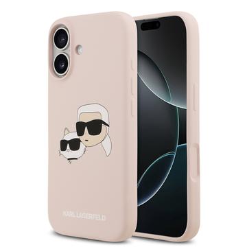 iPhone 17 Karl Lagerfeld Double Heads MagSafe Vloeibare siliconen hoes - Roze