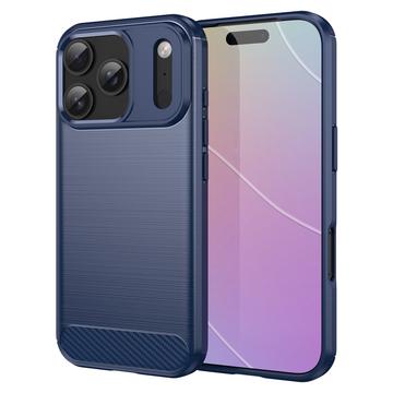 iPhone 17 Pro Geborsteld TPU Hoesje - Koolstofvezel - Blauw