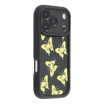 iPhone 17 Pro TPU-hoesje met vlinderprint - Geel / Zwart