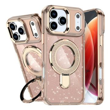 iPhone 17 Pro Glitter Hybride Hoesje met Kickstand - MagSafe compatibel - Woestijngoud