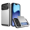 iPhone 17 Pro Hybride Hoesje met Schuifkaartsleuf - Zilver