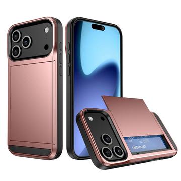 iPhone 17 Pro Hybride Hoesje met Schuifkaartsleuf - Rose Gold