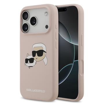 iPhone 17 Pro Karl Lagerfeld Double Heads MagSafe Vloeibare siliconen hoes - Roze