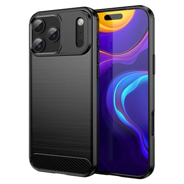 iPhone 17 Pro Max Geborsteld TPU Hoesje - Koolstofvezel - Zwart