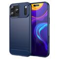 iPhone 17 Pro Max Geborsteld TPU Hoesje - Koolstofvezel - Blauw