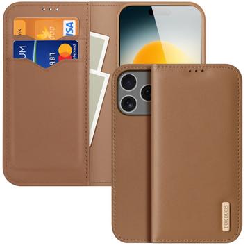 iPhone 17 Pro Max Dux Ducis Hivo Wallet Leren Hoesje - Bruin