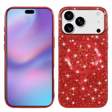 iPhone 17 Pro Max Gegalvaniseerde Glitter Hoesje - MagSafe-compatibel - Rood