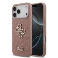 iPhone 17 Pro Max Guess Fixed Glitter 4G Metal Logo Cover - Roze