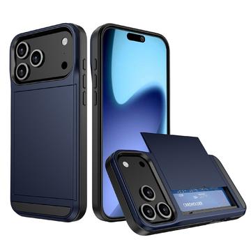 iPhone 17 Pro Max Hybride Hoesje met Schuifkaartsleuf - Donkerblauw