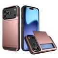 iPhone 17 Pro Max Hybride Hoesje met Schuifkaartsleuf - Rose Gold