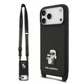 iPhone 17 Pro Max Karl Lagerfeld Saffiano Crossbody Metal Karl & Choupette Hoesje - Zwart