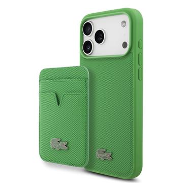 iPhone 17 Pro Max Lacoste Iconic Petit Pique MagSafe hoesje & magnetische kaarthouder - Groen
