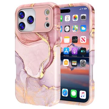 iPhone 17 Pro Max Luxe Marmer Hybride Hoesje - Roze / Goud