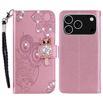 iPhone 17 Pro Max Uil Strass Portemonnee Hoesje