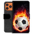 iPhone 17 Pro Max Premium Portemonnee Hoesje - Voetbal Vlam