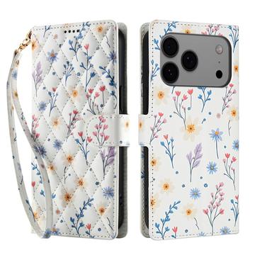 iPhone 17 Pro Max Ruitvormige Bloemen Portemonnee Hoesje