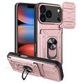 iPhone 17 Pro Max Roterende ring hybride hoesje met camera schild - Rose Gold