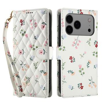 iPhone 17 Pro Ruitvormige Bloemen Portemonnee Hoesje - Rozen