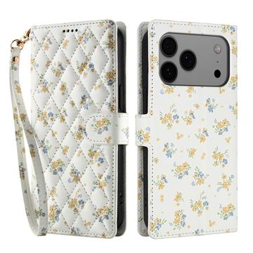 iPhone 17 Pro Ruitvormige Bloemen Portemonnee Hoesje - Gele Bloemen