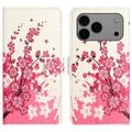 iPhone 17 Pro Style Series Portemonnee Hoesje - Roze Bloemen