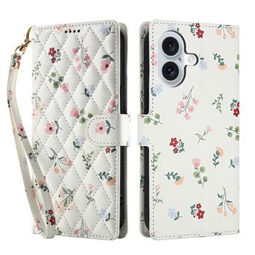 iPhone 17 Ruitvormige Bloemen Portemonnee Hoesje - Rozen