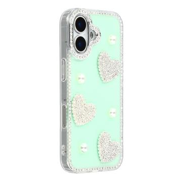 iPhone 17 Sprankelende Liefde en Parel Hybride Hoesje - Groen