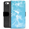 iPhone 5/5S/SE Premium Wallet Case - Blauw Marmer
