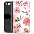 iPhone 5/5S/SE Premium Wallet Case - Roze Bloemen