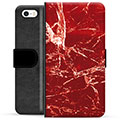 iPhone 5/5S/SE Premium Portemonnee Hoesje - Rode Marmer