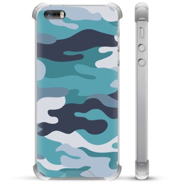 iPhone 5/5S/SE Hybride Hoesje - Blauw Camouflage
